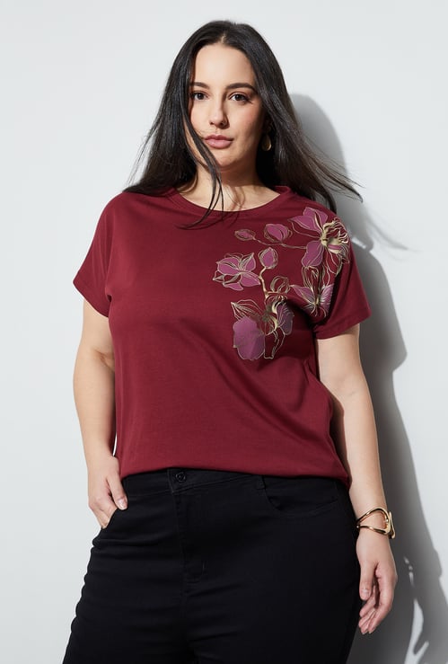 NEXUS Floral Print Half Sleeves T-shirt