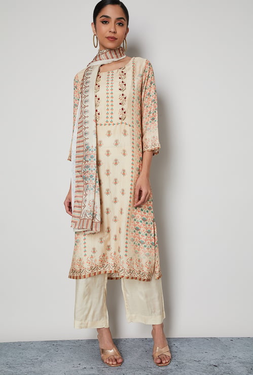 MELANGE Printed Straight Kurta Set