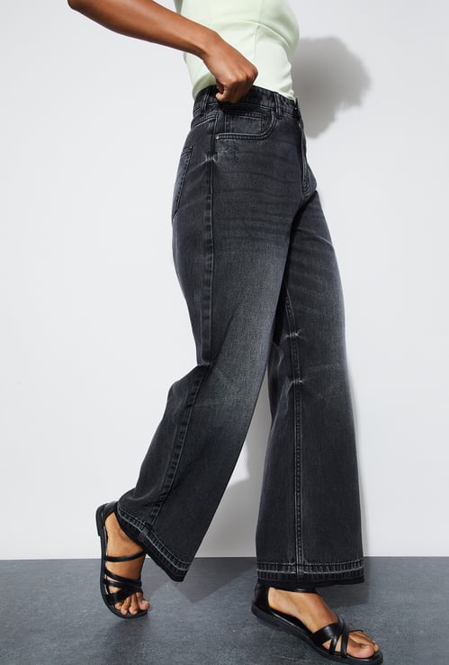 GINGER Washed Straight Fit Jeans