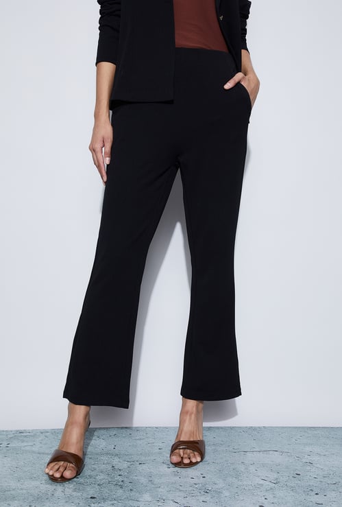 CODE Solid Flared Trousers