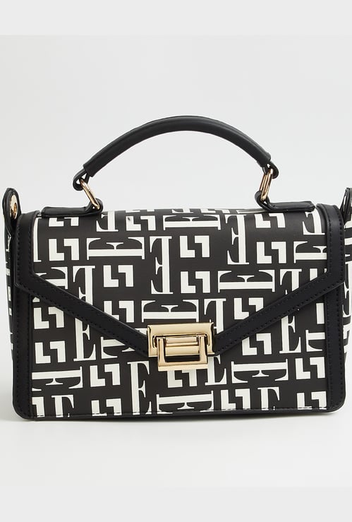 ELLE Monogram Print Handheld Bag