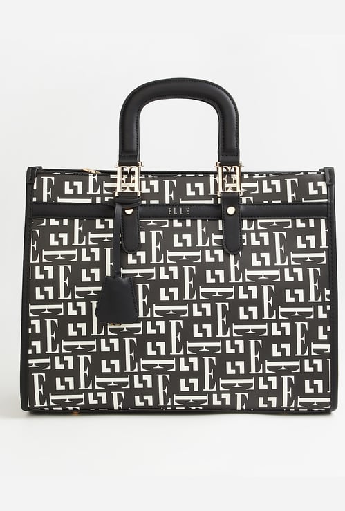 ELLE Monogram Print Laptop Bag