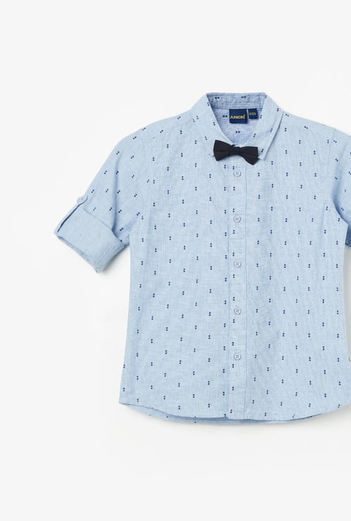 FAME FOREVER Boys Printed Shirt with Bow Tie