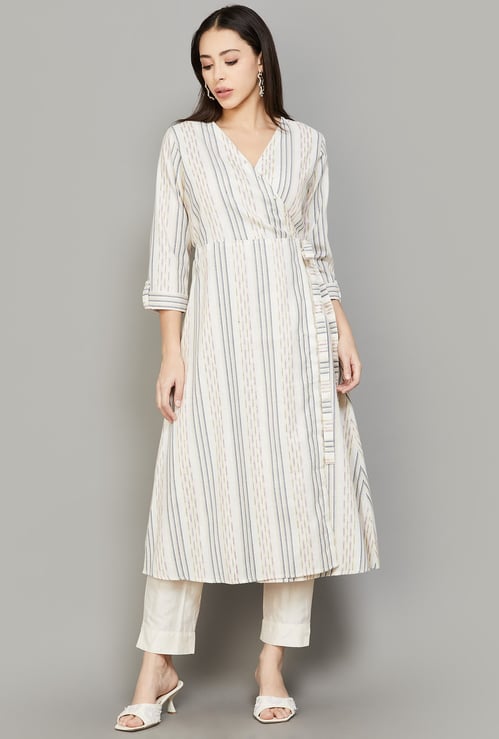 SPAN Striped Angrakha Kurta