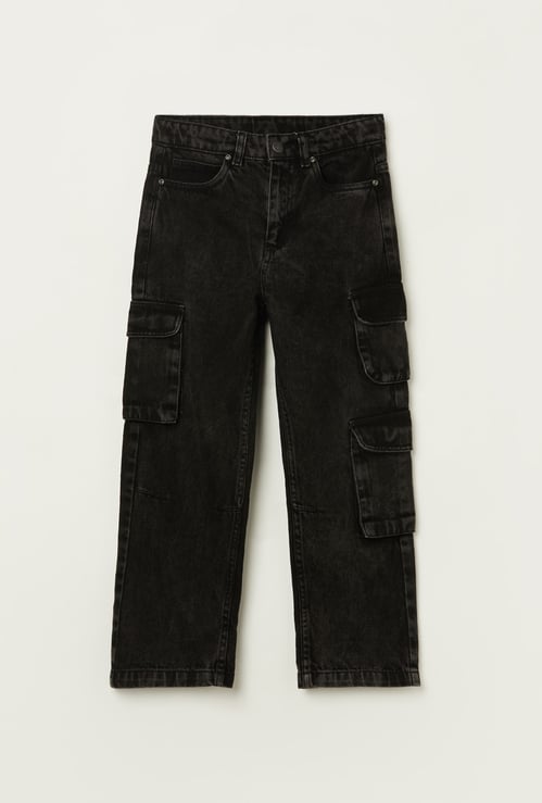 FAME FOREVER Boys Washed Denim Cargos