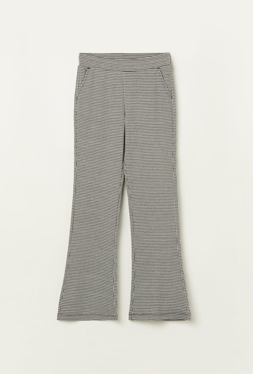FAME FOREVER Girls Houndstooth Flared Trousers