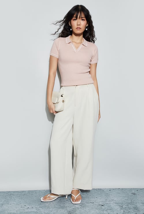 CODE Solid Polo Collar T-shirt