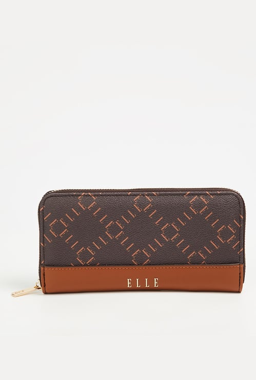 ELLE Monogram Print Zip-Around Wallet