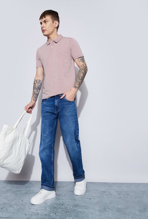 DENIMIZE Mid-Washed Regular Straight Jeans