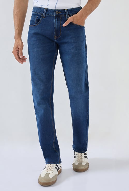 SPYKAR Washed Regular Straight Jeans