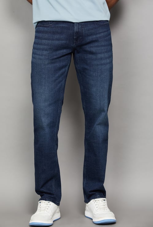 SPYKAR Washed Regular Straight Jeans