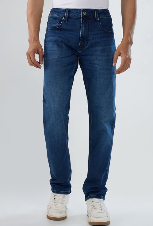 SPYKAR Washed Regular Straight Jeans