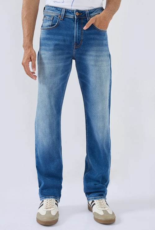 SPYKAR Washed Regular Straight Jeans