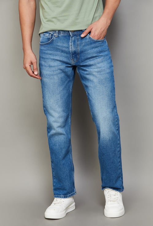 SPYKAR Washed Regular Straight Jeans