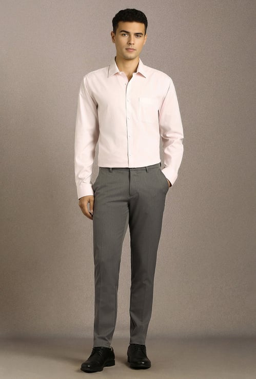 LOUIS PHILIPPE Solid Slim Tapered Formal Trousers