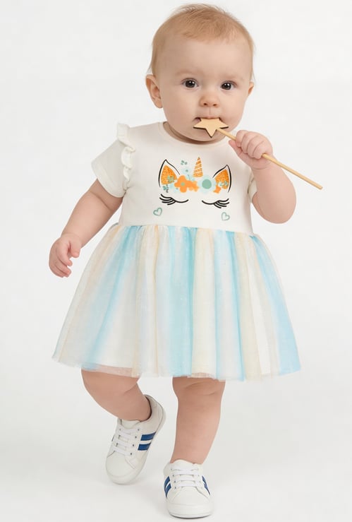 FAME FOREVER Girls Unicorn Graphic Printed Dress