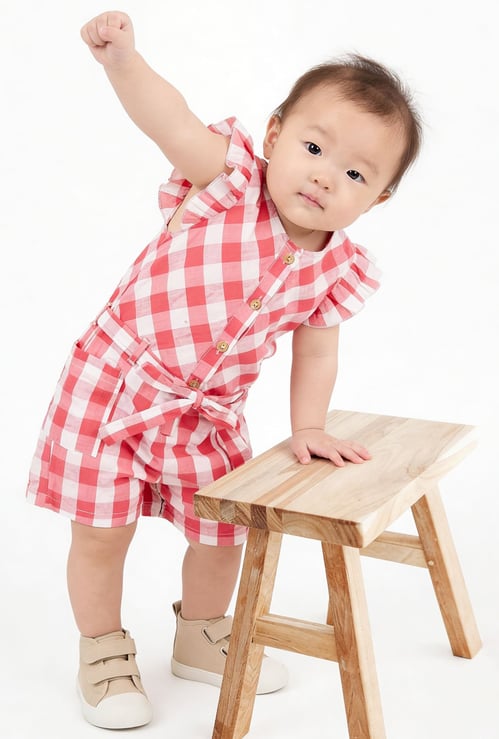 FAME FOREVER Girls Checked Romper
