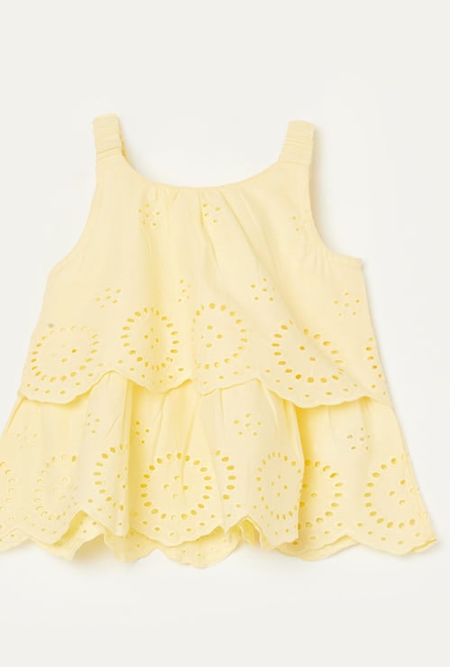 FAME FOREVER Girls Schiffli Layered Top