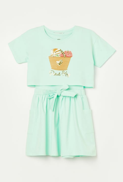 FAME FOREVER Girls Graphic Print Fit & Flare Dress Set