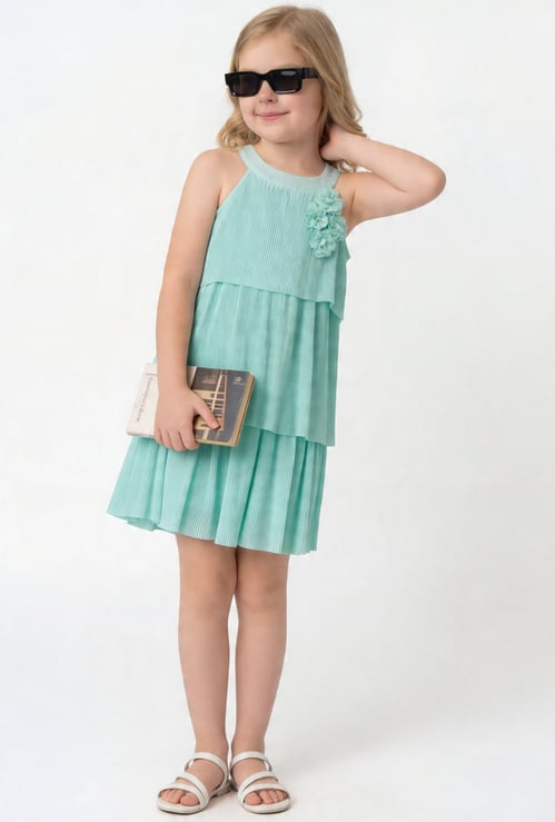 FAME FOREVER Girls Pleated Tiered Dress