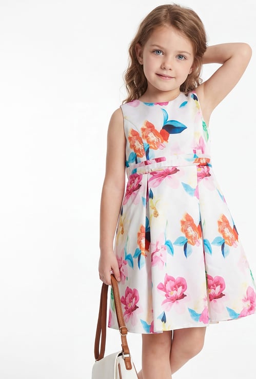 FAME FOREVER Girls Floral Print Fit & Flare Dress