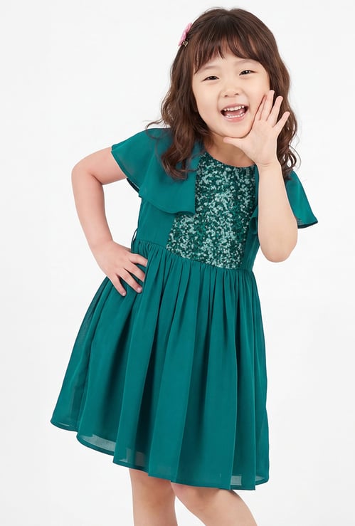 FAME FOREVER Girls Sequin Panel Dress