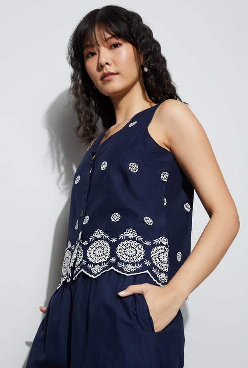 FAME FOREVER Embroidered Vest Top
