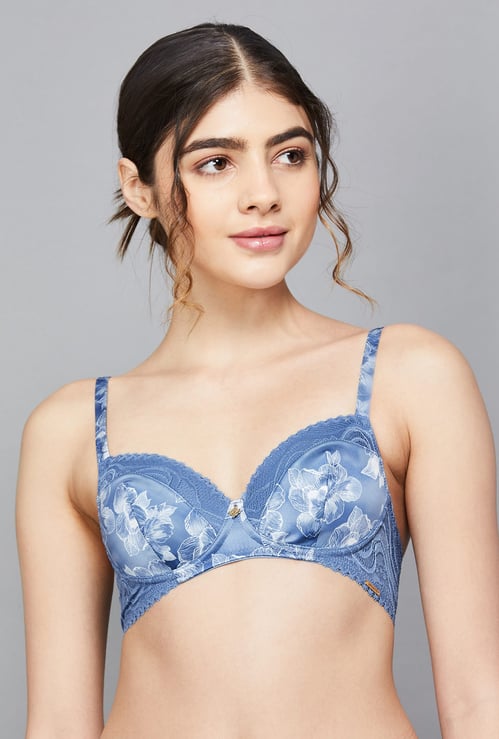 AMANTE Demure Floral Print Padded Non-Wired Demi Bra