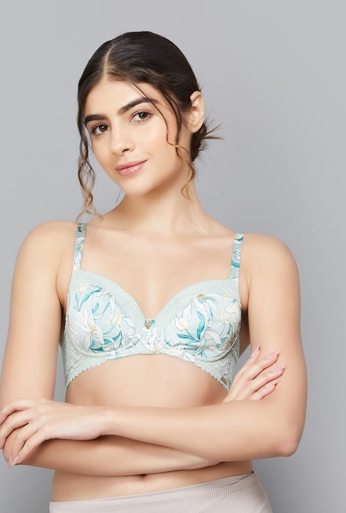 AMANTE Floral Print Padded Non-Wired Demi Bra