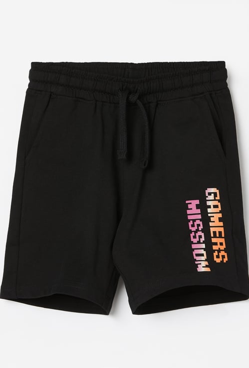 FAME FOREVER Boys Typographic Print Knit Shorts