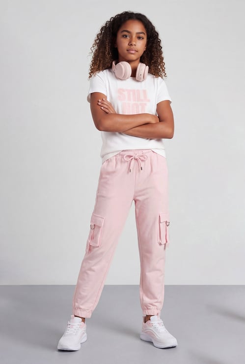 FAME FOREVER Girls Solid Cargo Joggers