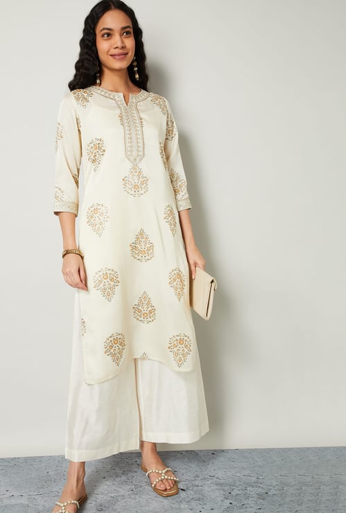 MELANGE Floral Print Straight Kurta Set