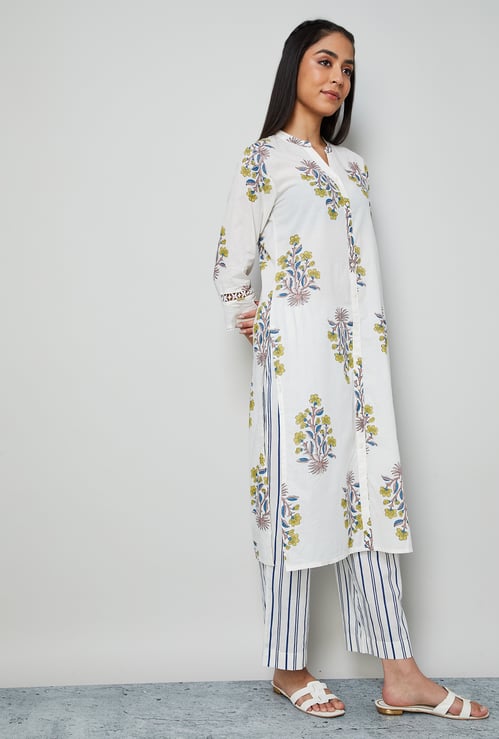 MELANGE Floral Print Straight Kurta Set