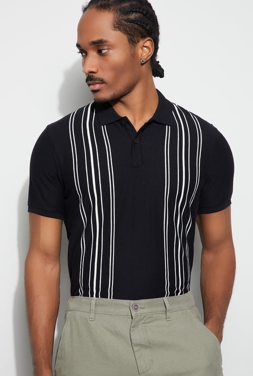 CODE Striped Polo T-shirt