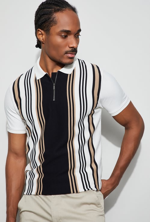 CODE Striped Polo T-shirt