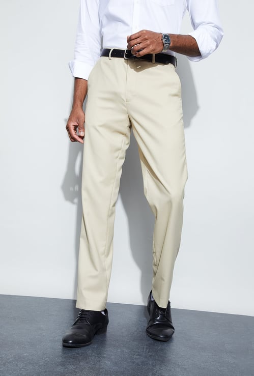 CODE Solid Regular Fit Formal Trousers