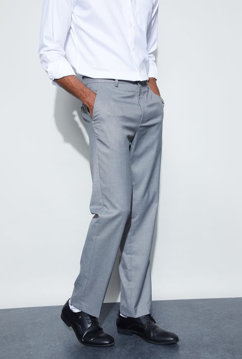 CODE Solid Regular Fit Formal Trousers