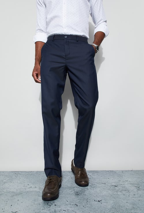 CODE Textured Slim Tapered Formal Trousers