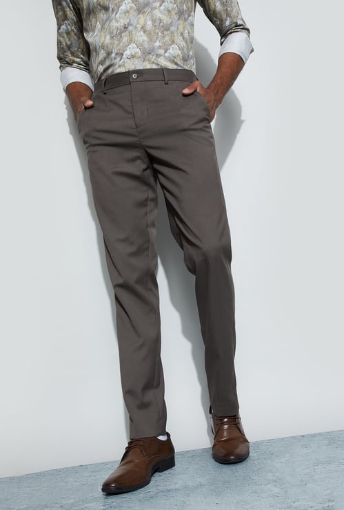 CODE Textured Slim Tapered Formal Trousers