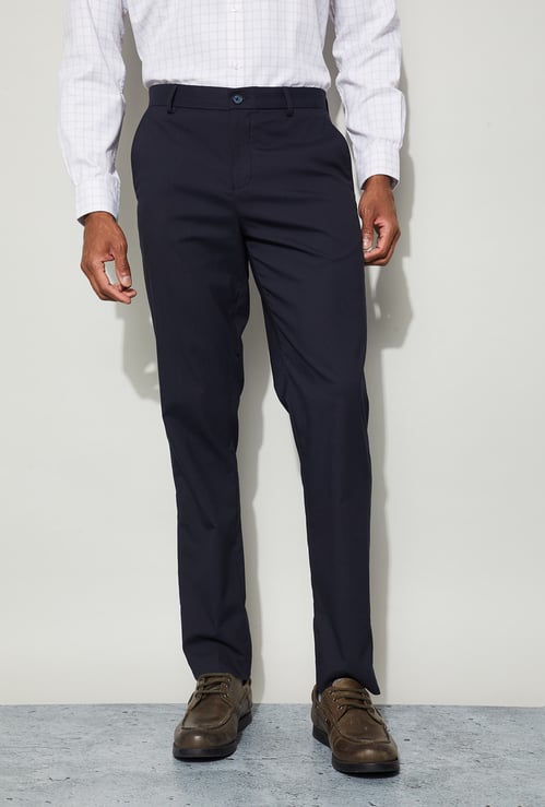 CODE Solid Slim Tapered Formal Trousers