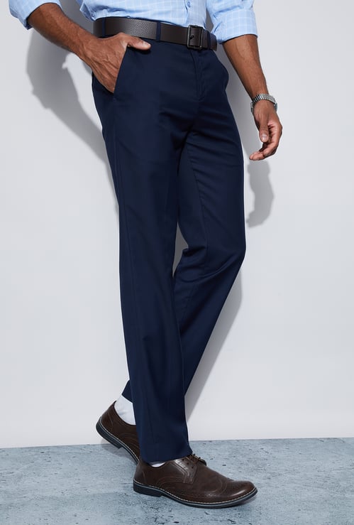 CODE Solid Slim Tapered Formal Trousers