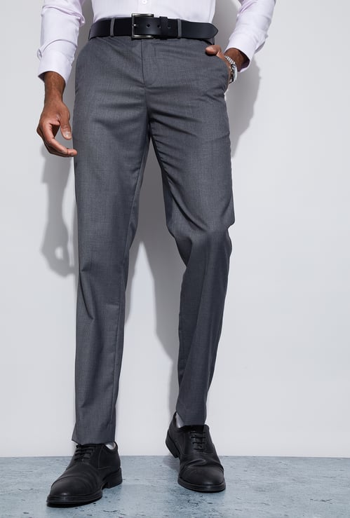 CODE Solid Slim Tapered Formal Trousers
