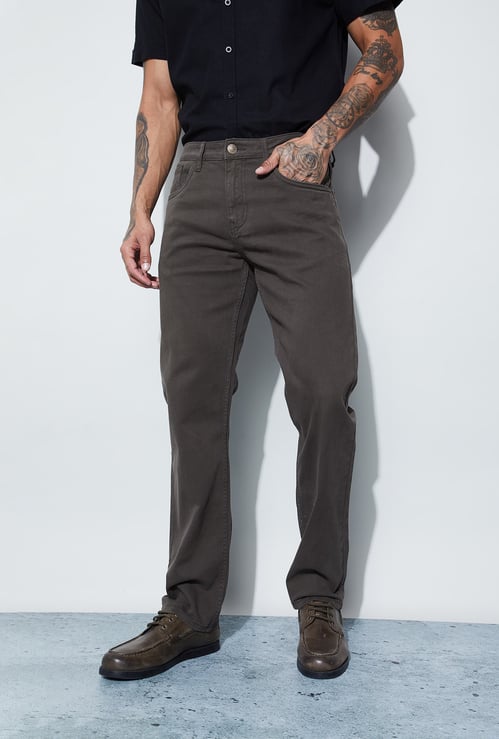 DENIMIZE Solid Slim Straight Jeans