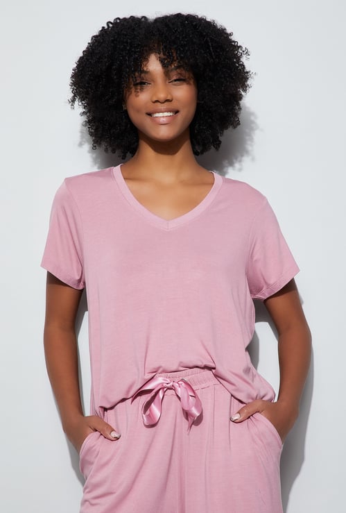 GINGER Solid Loungewear T-shirt