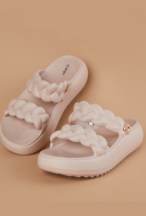 GINGER Braided Flatform Sliders