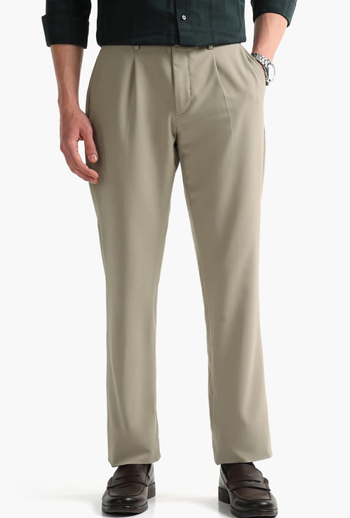 ARROW Solid Slim Straight Formal Trousers