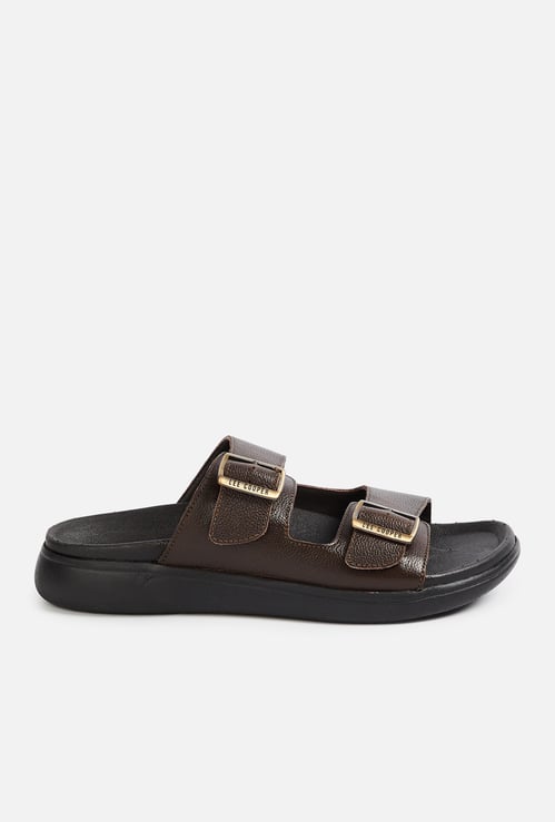 LEE COOPER Solid Dual Strap Buckle Sandals