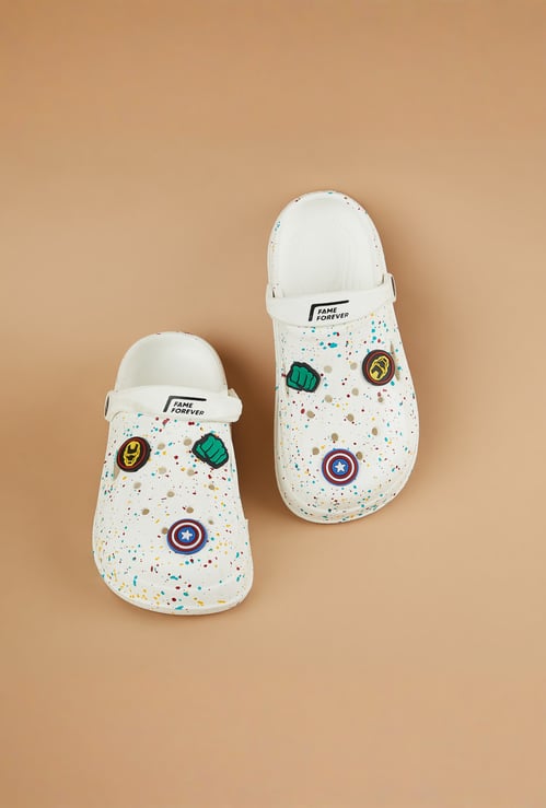 FAME FOREVER Boys Paint Splatter Clogs with Avenger Charms