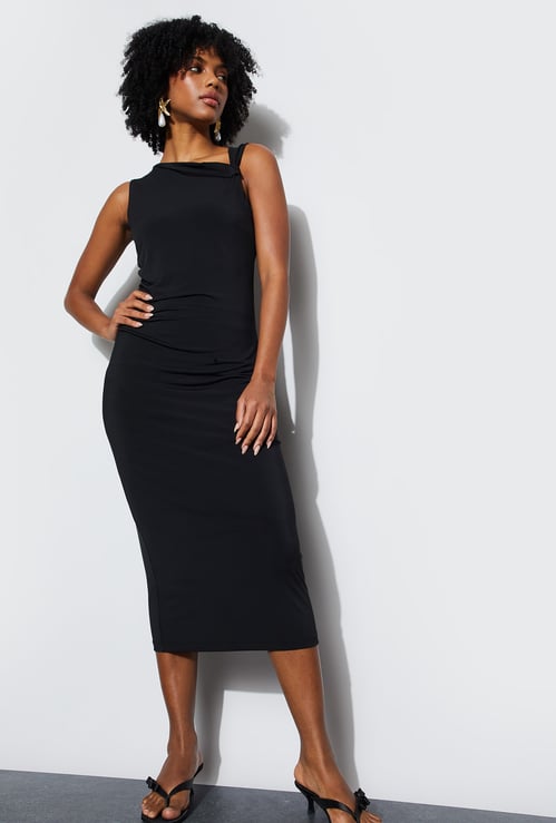 GINGER Asymmetric Neck Bodycon Dress