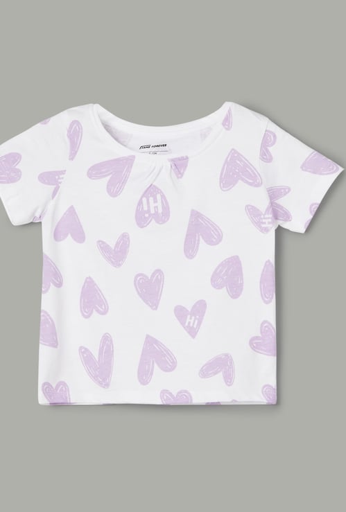 FAME FOREVER Girls Heart Print T-shirt